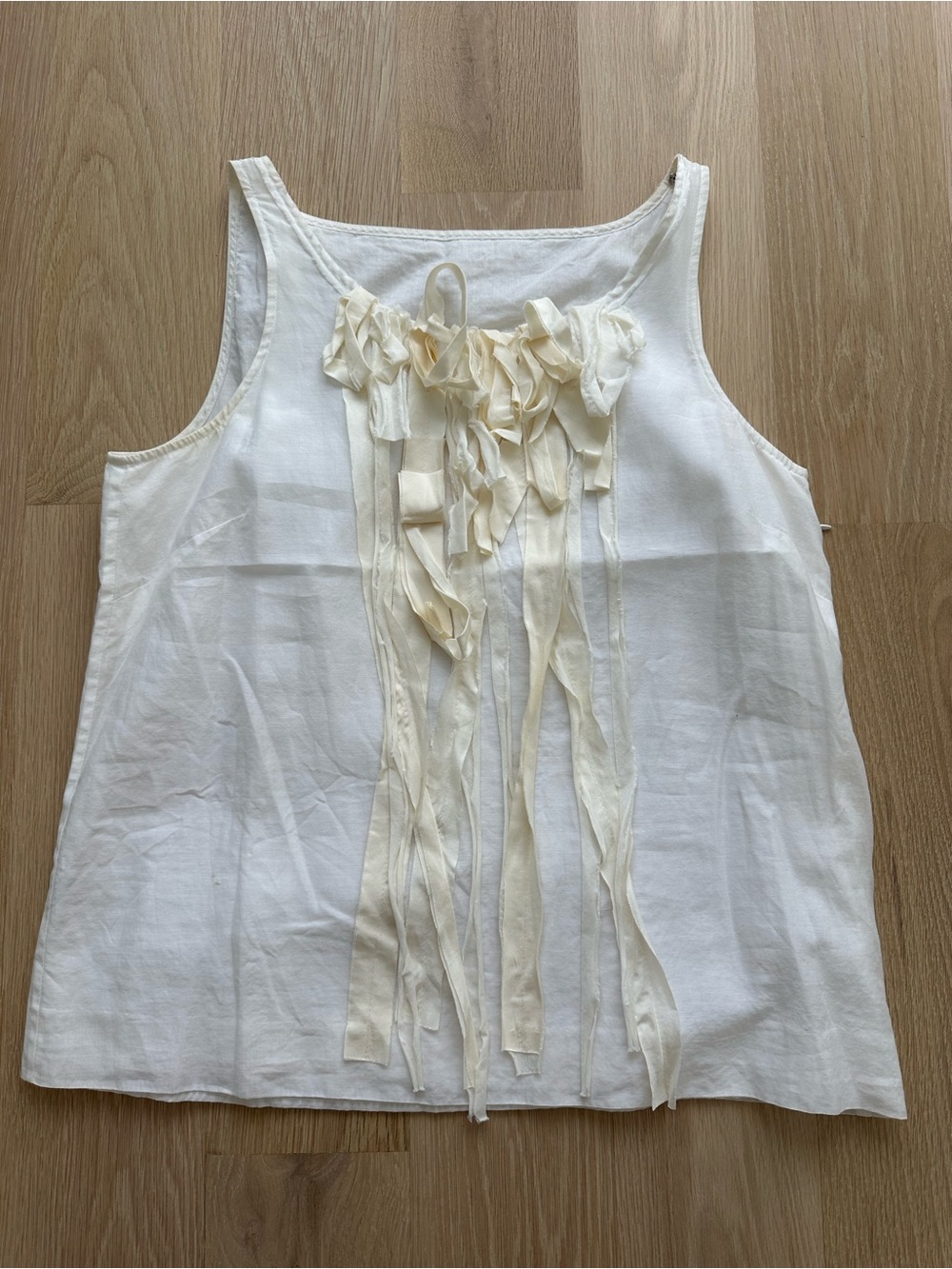 J. Crew - Cream Ruffle-Front Blouse - Size Large